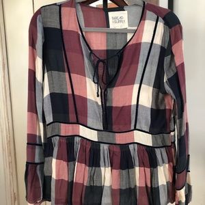 Thread & Supply Long Sleeve Plaid Blouse sz: Large